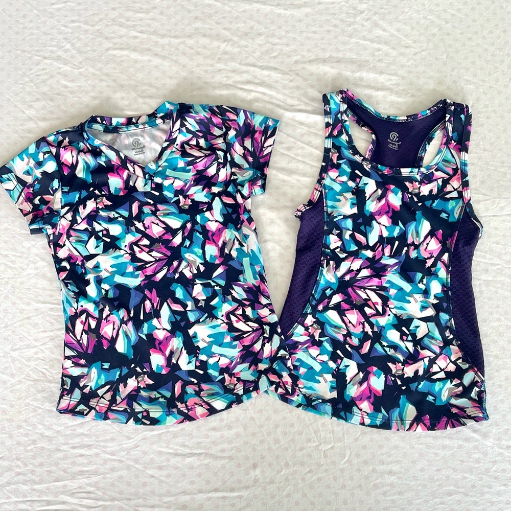 Champion Athletic Lot 2 Dri fit Shirts Tank Top T-shirt blue purple girls XS 4-5